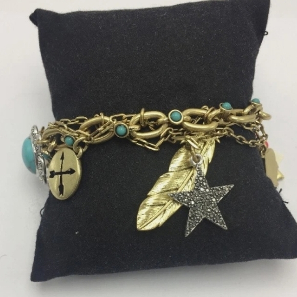 Lucky Brand American Gold Tone Charm Bracelet 7.5" - Picture 3 of 4